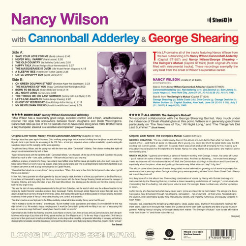 Nancy Wilson Nancy Wilson with Cannonball Adderley & George Shearing DMM 180g Import LP 2