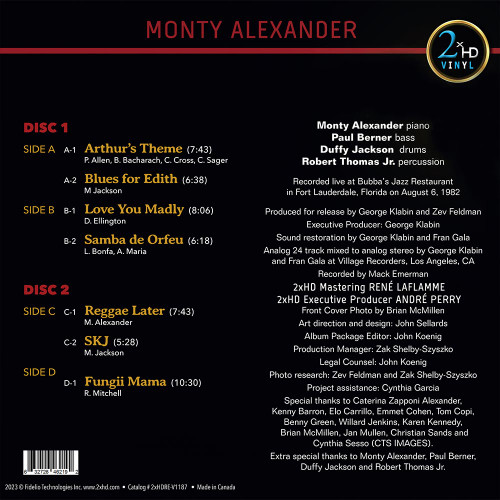 Monty Alexander Love You Madly - Live at Bubba's 200g 45rpm 2LP 2