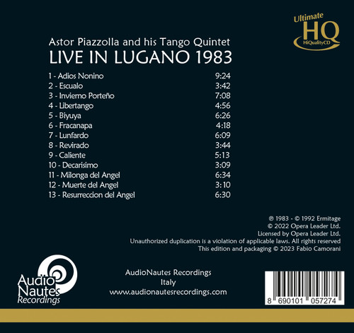 Astor Piazzolla and His Tango Quintet Live in Lugano 1983 Numbered Limited Edition Japanese Import UHQCD 2
