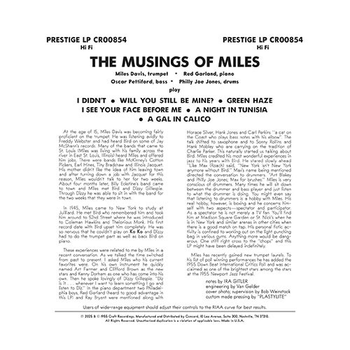 The Miles Davis Quartet The Musings of Miles (Original Jazz Classics Series) 180g LP 2