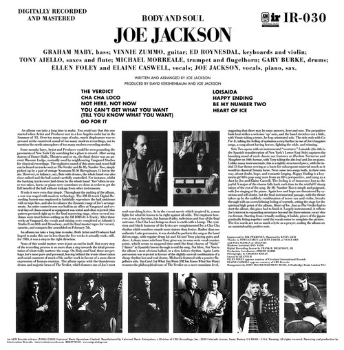 Joe Jackson Body And Soul 180g 45rpm 2LP 2