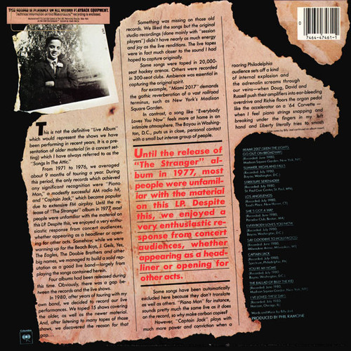 Billy Joel Songs In The Attic CBS 1/2 Speed LP (Pre-owned, VG+)