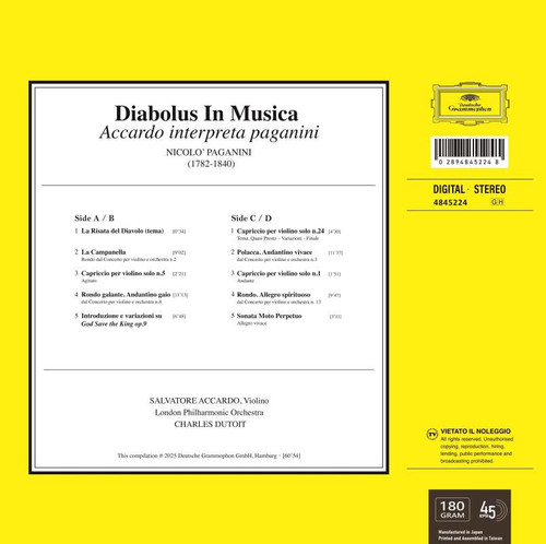 Salvatore Accardo Paganini Diabolus in Musica Numbered Limited Edition 180g 45rpm Import 2LP 2