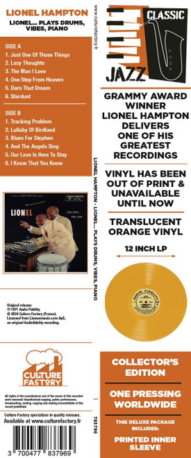 Lionel Hampton Lionel... Plays Drums, Vibes, Piano LP (Translucent Orange Vinyl) 4