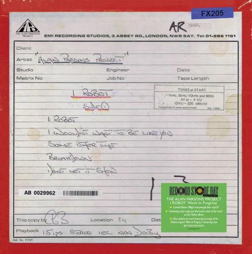 The Alan Parsons Project I Robot (Work in Progress) 180g LP (Blue Vinyl) 1