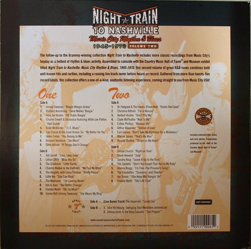 Night Train To Nashville: Music City Rhythm & Blues 180g 2LP + Bonus 7" 2