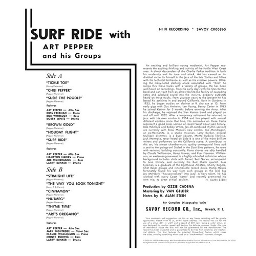 Art Pepper Surf Ride (Original Jazz Classics Series) 180g LP 3