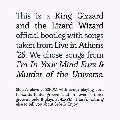 King Gizzard and the Lizard Wizard Songs from I'm in Your Mind Fuzz & Murder of the Universe Live in Athens '25 LP 1