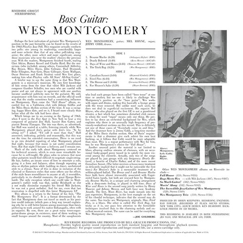 Wes Montgomery Boss Guitar (Original Jazz Classics Series) 180g LP 3