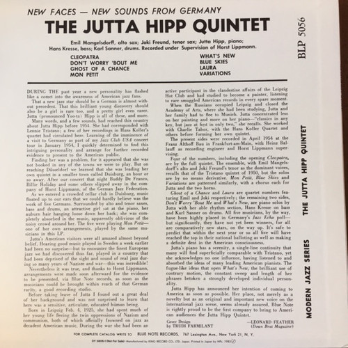 The Jutta Hipp Quintet New Faces - New Sounds From Germany Japan Import LP (Pre-owned, Near Mint) 2