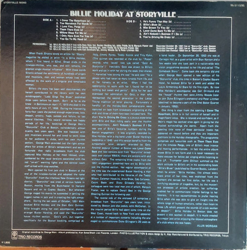 Billie Holiday At Storyville Japan Import Mono LP 2