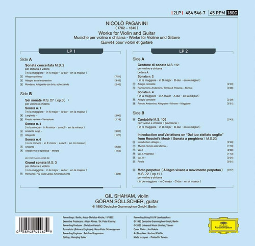Gil Shaham & Goran Sollscher Paganini for Two 180g 45rpm Import 2LP 2