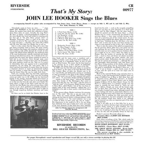 John Lee Hooker That's My Story: John Lee Hooker Sings the Blues (Bluesville Acoustic Sounds Series) 180g LP 3