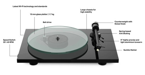 Open Box Pro-Ject T2 W Wi-Fi Streaming Turntable  (Piano Black) 6