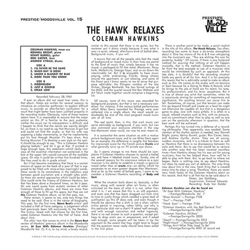 Coleman Hawkins The Hawk Relaxes (Moodsville Acoustic Sounds
