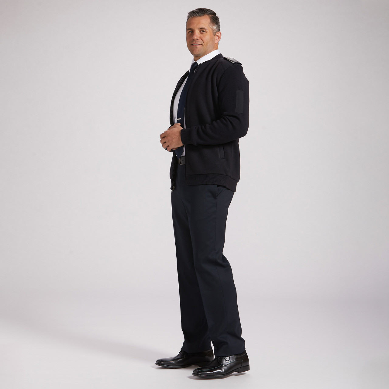 Men's Uniform Sweater - Krete Full Zip - Navy - A Cut Above Uniforms