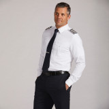 Men's Long Sleeve - White - Fitted - Tropo - Size 16.0 34/35 - Regular - with Wing Eyelets