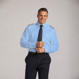 Men's Long Sleeve Pilot Shirt - Blue - Relaxed Fit - Cirrus