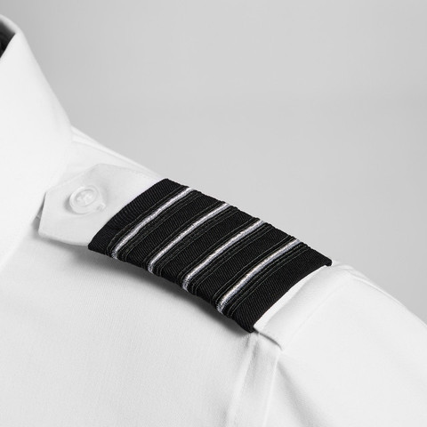 Epaulets - Black and Thin Silver - 4 Stripe