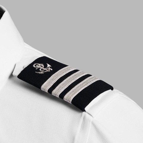 Epaulets - Navy and Silver - 3 Stripe - Anchor