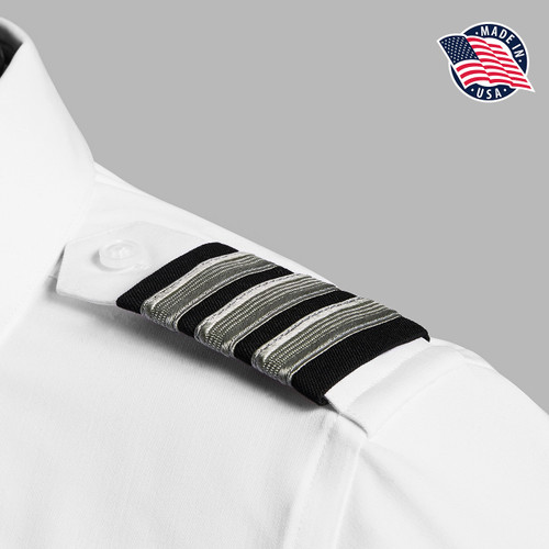 Epaulets - Black and Grey - 3 Stripe - 1/2