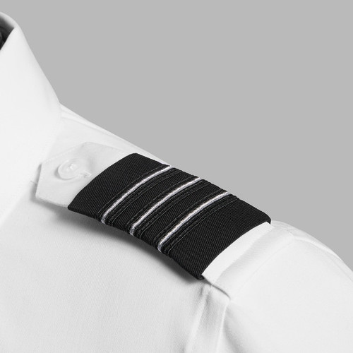 Epaulets - Black and Thin Silver - 2 Stripe