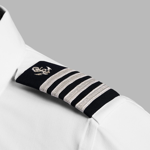 Pilot Uniform black and silver 4 stripe anchor epaulet