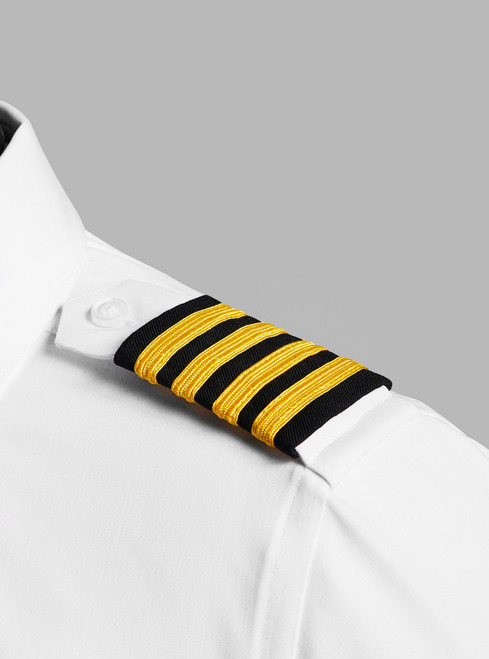 Pilot Uniform navy and flat gold epaulet