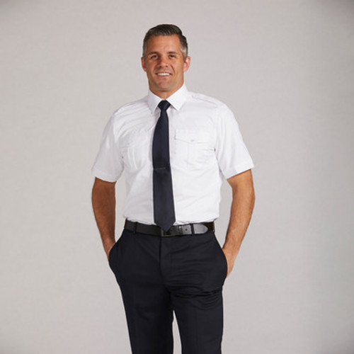Men's Short Sleeve Pilot Shirt - White - Fitted - Cirrus
