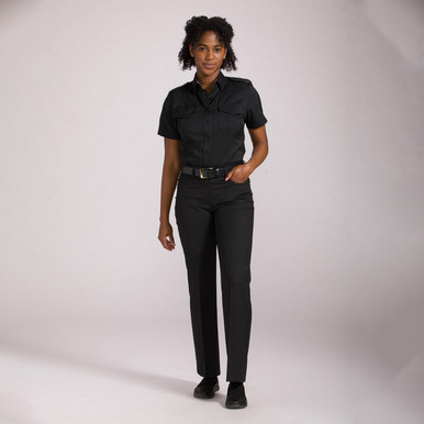 black police dress 100% Polyester Short Sleeve Zipper Black Uniform Shirt XXL