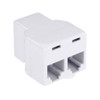 Leviton C0280-W Phone Modular 2-Way Coupler Tee Adapter Splitter White Dual Cord Telephone Line Data Base Plug Extension Divider Connection Jack Adapter, Part # C0280W