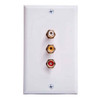 Summit Triple RCA Jack Wall Plate White Composite Audio Video Stereo Gold Speaker 3 Way AV Plug Connect Audio Video Signal Line Wire with Triple Plugs Hook-Up, Part # PH-62077