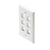 Steren 310-206WH Cavity Keystone Wall Plate White 6 Port Keystone Wall Plate QuickPort Flush Mount, Audio Video Modular Telephone Data Plug Connection, Part # 310206-WH