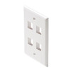 Channel Master 4 Port White Keystone Wall Plate QuickPort Flush Mount 4 Cavity Multi Media Single Gang Easy Audio Video Data Junction Snap-In Insert Connection, Part # AKFP4WH
