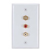 RCA Wall Plate with F Connector 2 RCA Jack Female Plugs White Gold Plate Audio Speaker Wall Plate Dual RCA Jack / Coax Combo Flush Mount Outlet Cover