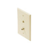 Steren 300-234IV Phone F Connector Wall Plate Ivory RJ11 F81 Gold Plate Jack Phone Modular RJ-11 F-81 Coax Telephone Combo 75 Ohm Connector Flush Mount Modular Wall Plate