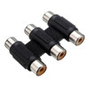 Steren 3 RCA Coupler Composite Video Cable Extension Adapter Nickel Plate RWY Both Ends Opaque with Black Body Female to Female Triple RCA Inline Joiner  RCA In-Line Barrel Jack Splice 1 Pack Audio Signal Cable Connector