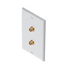 Steren 200-255WH Dual F Connector Wall Plate White Gold F81 Video Twin Coaxial Cable Video Connection Duplex TV Antenna Signal Flush Mount with 75 Ohm Barrel Plug Jacks, Part # 200255-WH