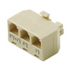 Steren 301-324 Ivory 2-Line 4-Conductor Split Adapter Telephone Modular 4C Tee 3-Jack Way Triple Splitter Line 1 Line 6X2 2 Line 1+2 6X4 Jack to 6X4 Plug UL High Impact ABS Plastic Gold Contacts