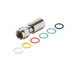 Steren 200-003 RG59 Compression Connector Mini Nickel Plate PermaSeal II Machined Brass 6 Color Coded Bands 360 Degree Connect to Coaxial Cable Weatherproof 1 Single Pack Mini