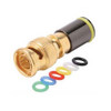 Eagle BNC Compression Connector Male RG6 Coaxial Gold to BNC Compression Connector with 6 Color Bands Permaseal II Snap-On Line Plug Adapter, RF Digital Audio Video RG-6 Component Connection
