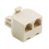 Steren 300-026WH Telephone 2 Way Adapter Ivory 6 Conductor RJ12 Dual Splitter T Splitter Line  RJ-12 Twin 2 Outlet Telephone Plug Jack Duplex Converter Connection Snap-In 6P6C, Part # 300026-WH