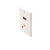 Steren 516-108WH Decorator Style HDMI Feed Thru Wall Plate with Single Red RCA Mono Audio F Gold Connector White Plate HDMI Female to HDMI Female, High Definition Multi-Media Interface HDTV Applications, Part # 516108-WH