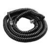 Eagle 15' FT Handset Coiled Cord Telephone Black Modular 4 Conductor UL RJ22 Plugs Each End RJ-22 4P4C Phone Line Telephone Hand-Set Snap-In Replacement