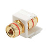 Steren 310-468WH-10 Keystone Single Banana Binding Post Insert 10 Pack Audio Speaker Double Red Band White 5 Way Jack Connector Gold QuickPort Audio Signal Component Snap-In Wall Plate Module, Part # 310468-WH-10