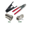 Eagle Coax Cable Connector Kit Crimper Tool Cable Stripper Connectors 10 Connectors Each Size for RG59 RG6 Cable Off Air Satellite Jumpers Extensions
