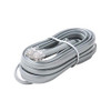 Eagle15' FT Data Line Cord Cable Satin Silver 6-Conductor Wire Transfer Modular Flat RJ12 Each End Data Processing Flat 28 AWG Wire Plug Jack Connect Communication Extension Cable
