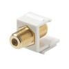 Steren 310-416WH-10 Single F to F Gold Plate Keystone Insert White F-Type Barrel Connector F81 Jack 75 Ohm Snap-In F-81 QuickPort Coax Cable TV Video Signal Plug Wall Plate Module Component, 10 Pack, Part # 310416-WH-10