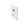 Eagle HDMI Wall Plate RCA Jack Single Red Band Female Feed Thru Faceplate White Decorator Style RCA Mono Audio F Gold Connector White Plate HDMI Female to HDMI Female, High Definition Multi-Media Interface HDTV Applications