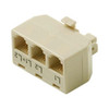 Eagle Phone Adapter Tee Splitter 2-Line 4 Wire Ivory Module Telephone 4C Tee 3-Jack Way Triple Splitter Line 1 Line 6X2 2 Line 1+2 6X4 Jack to 6X4 Plug UL High Impact ABS Plastic Gold Contacts